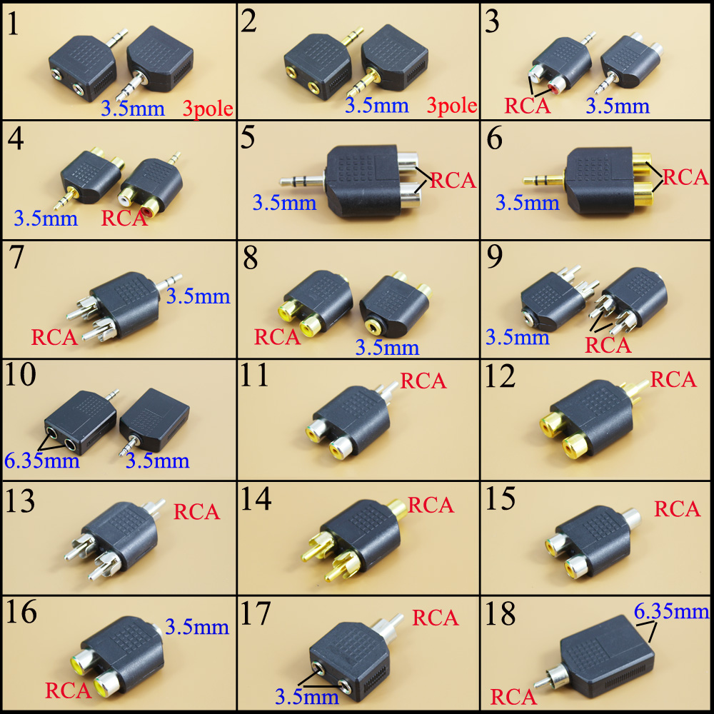 3.5mm/6.35 Female To 2 RCA Mal - огляд і ціна Earphone Splitter Jack